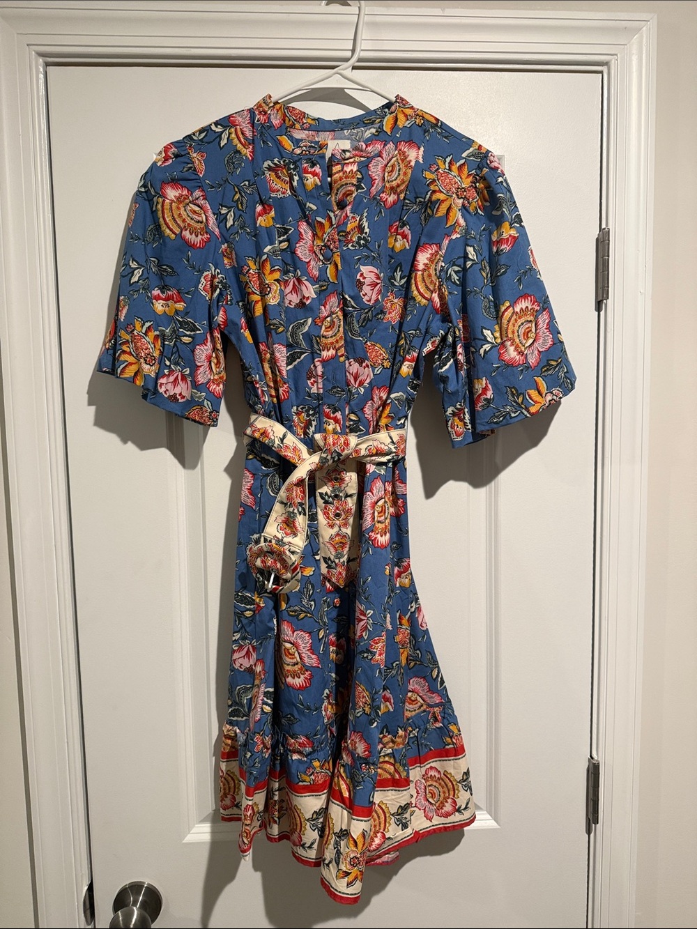 NWT Joie Blue Floral Belted Midi Dress